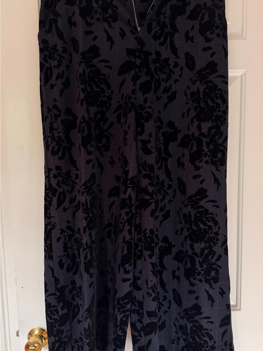 Anthropologie Black Floral Wide-Leg Pants